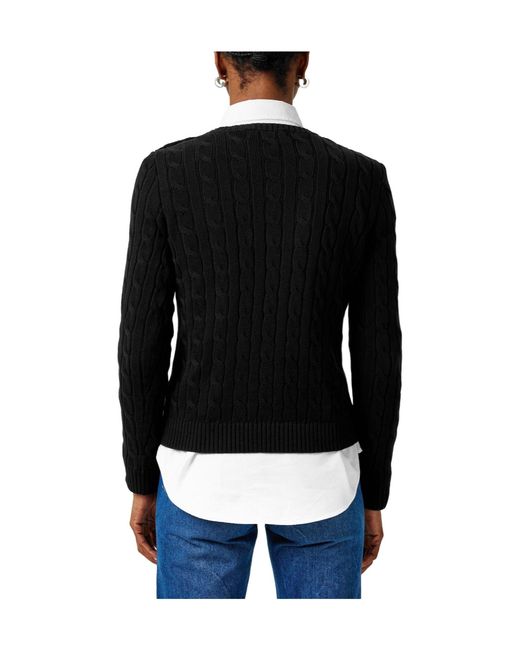 Ralph Lauren Black Button-Trim Cable Knit Jumper