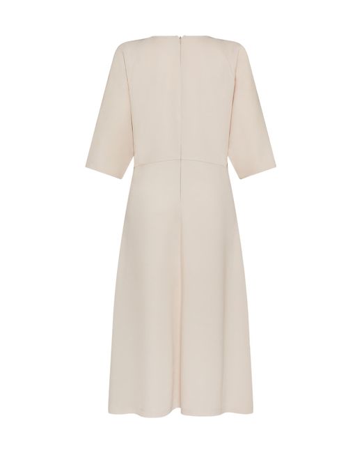Seventy Natural Stretch Viscose Crepe Cady Midi Dress