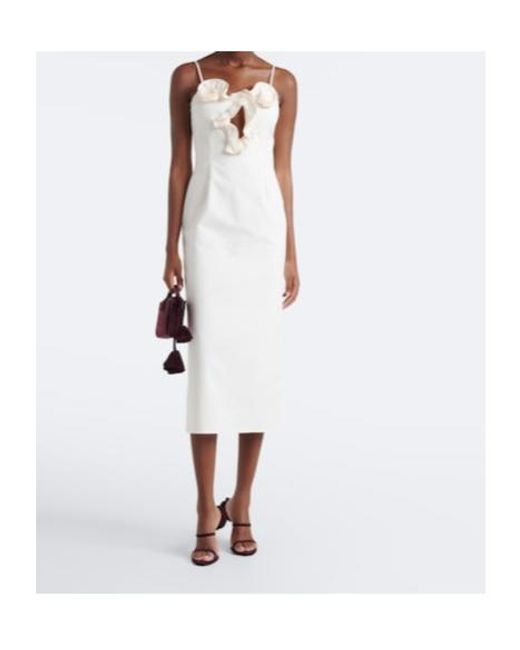 Magda Butrym White Floral-Appliqué Cotton Midi Dress