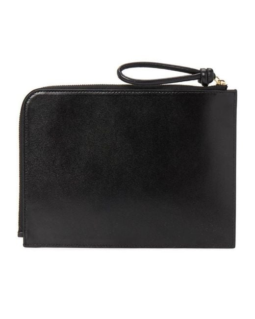 Jil Sander Black Leather Envelope Pouch