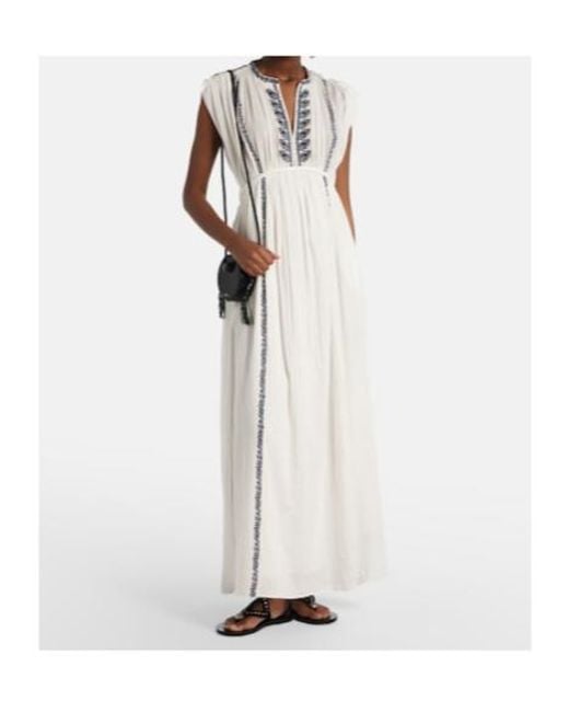 Isabel Marant White Liviane Embroidered Cotton Maxi Dress