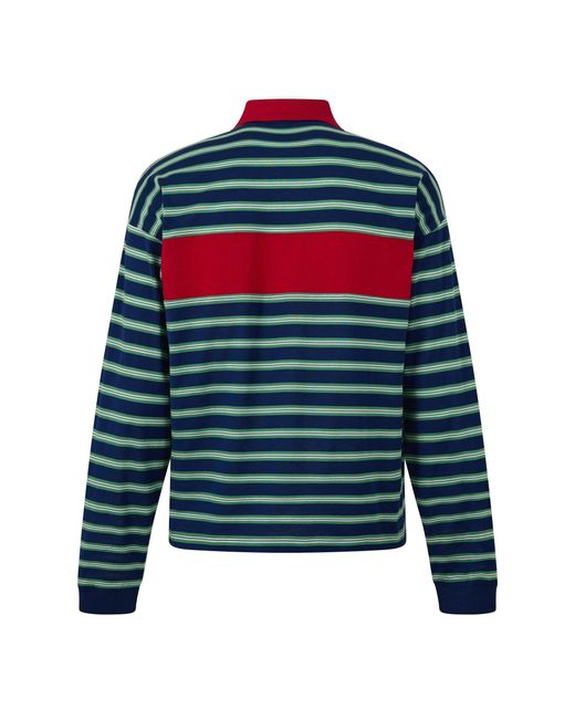 Versace Blue Striped Long-Sleeve Polo Shirt for men