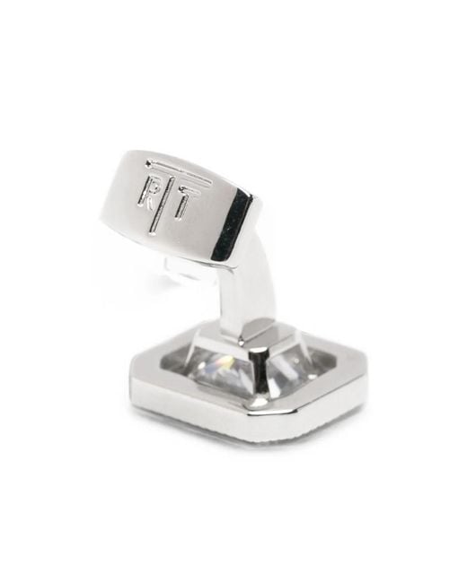 Tateossian White Crystal-Embellished Cufflinks for men
