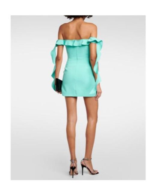 David Koma Blue Ruffled Minidress