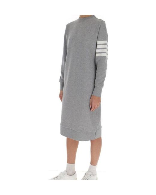 Thom Browne Gray 4-Bar Sleeve Sweatshirt Dress