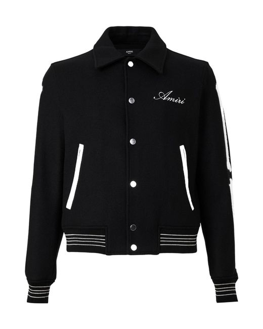 Amiri Black Collared Varsity Jacket for men