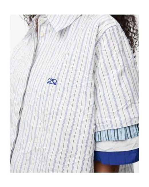 Loewe White Striped Short-Sleeve Shirt
