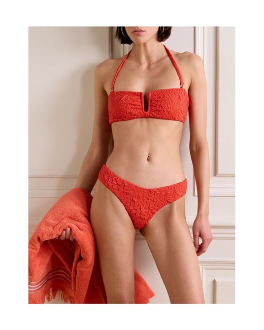 Mara Hoffman Red Cruz Recycled-Popcorn Bikini Top