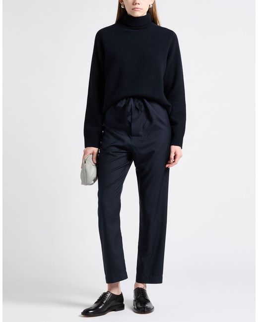 Maison Margiela Blue Solid Color Wool Turtleneck Sweater