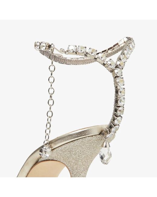 Jimmy Choo White Saeda 100 Glitter Pumps