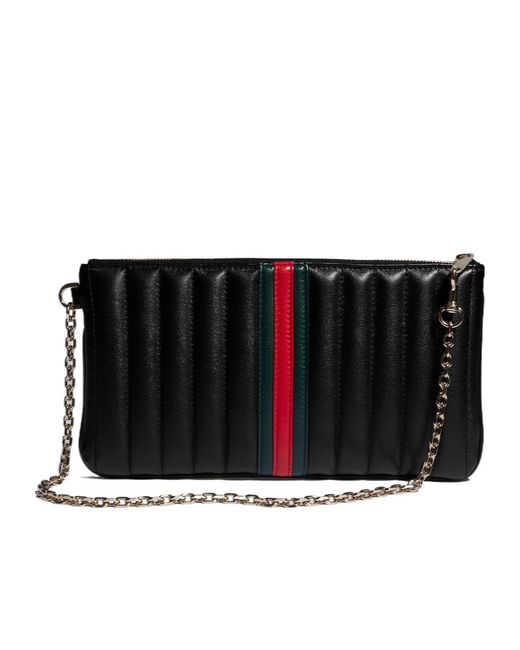 Gucci Black Gg Marmont Pouch With Strap