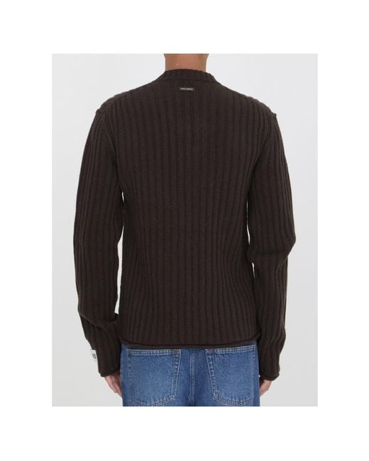 Dolce & Gabbana Black V-Neck Knitted Jumper for men