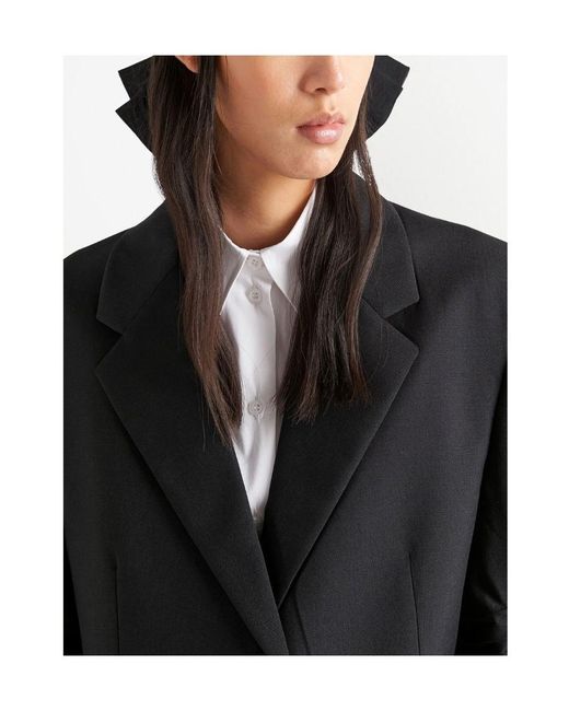 Prada Black Bow Detailed Single Breasted Coat