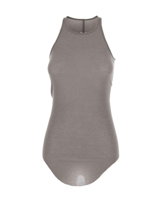 Rick Owens Gray Sleeveless Ribbed Tank Top