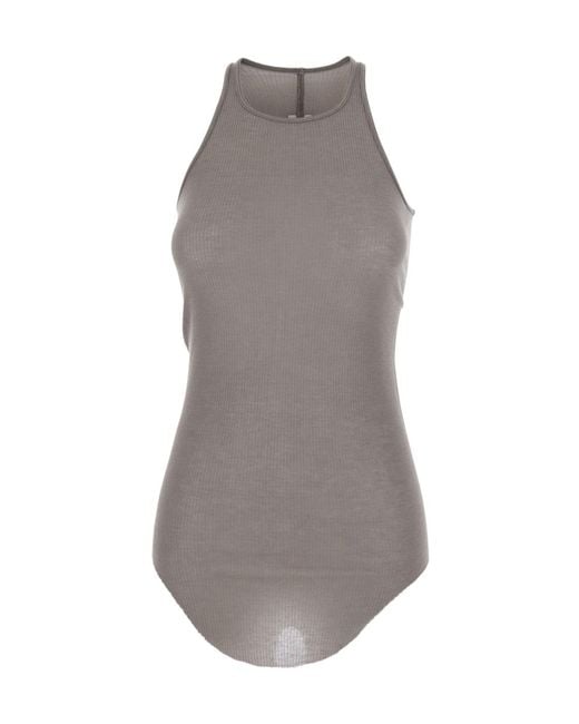 Rick Owens Gray Sleeveless Ribbed Tank Top