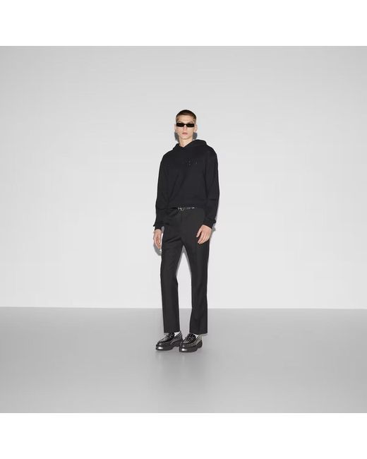 Gucci Black Cotton Sweatshirt With Frontal Logo for men