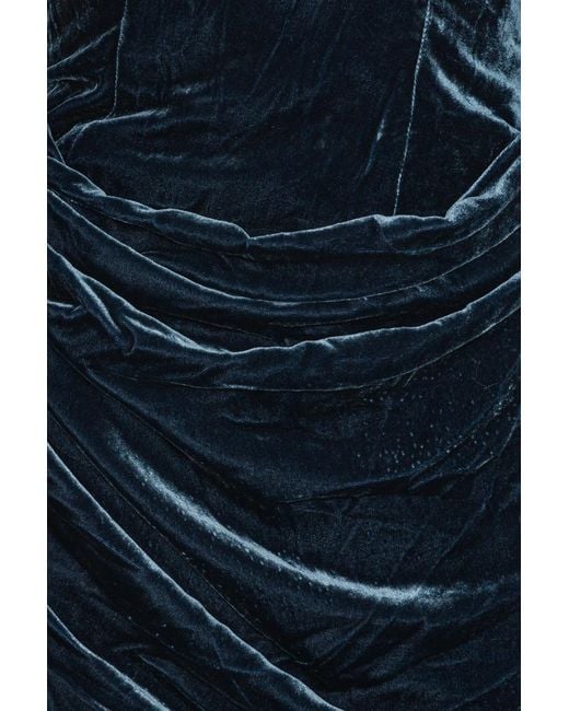 ROTATE BIRGER CHRISTENSEN Blue Velvet Slit Dress