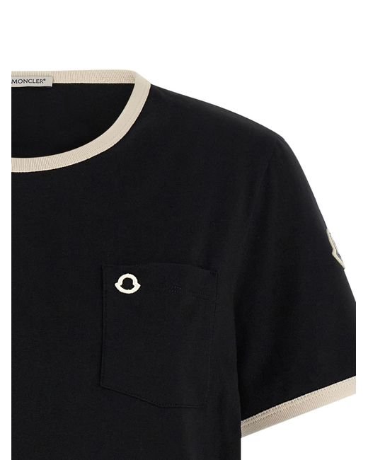 Moncler Black Embroidered Logo Crewneck T-Shirt