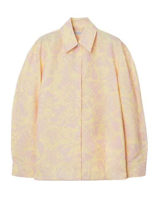 Burberry Natural Floral-Print Taffeta Shirt