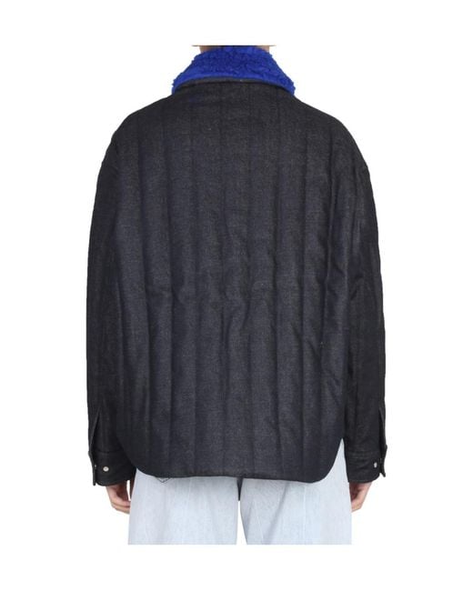 Sunnei Blue Color-Blocked Collar Button Casual Jacket for men