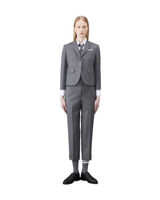 Thom Browne Blue High-Waisted Straight Leg Pants