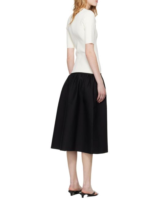 Totême White Totême Short-Sleeve Gathered Detail Dress