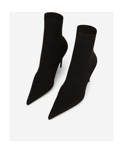 Dolce & Gabbana Black Logo-Plaque Pointed-Toe Ankle Boots