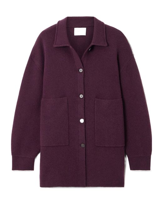 Lisa Yang Purple Long-Sleeved Collared Cardigan