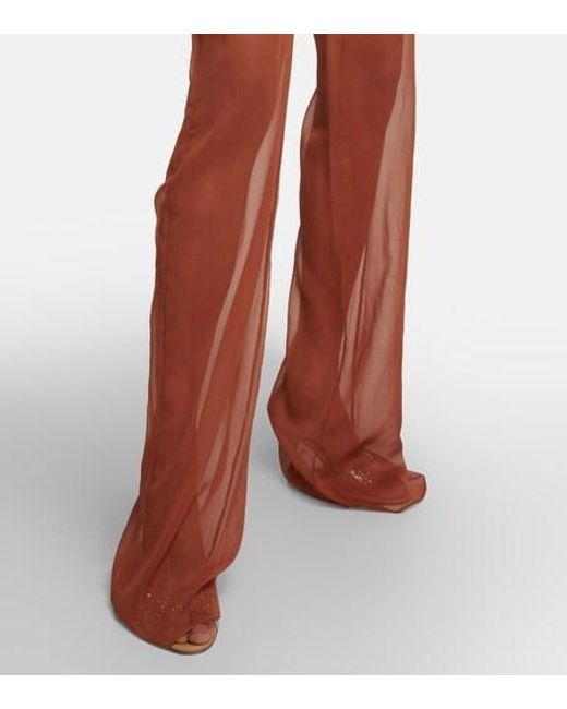 Nensi Dojaka Pink Mid-Rise Wide-Leg Silk Pants