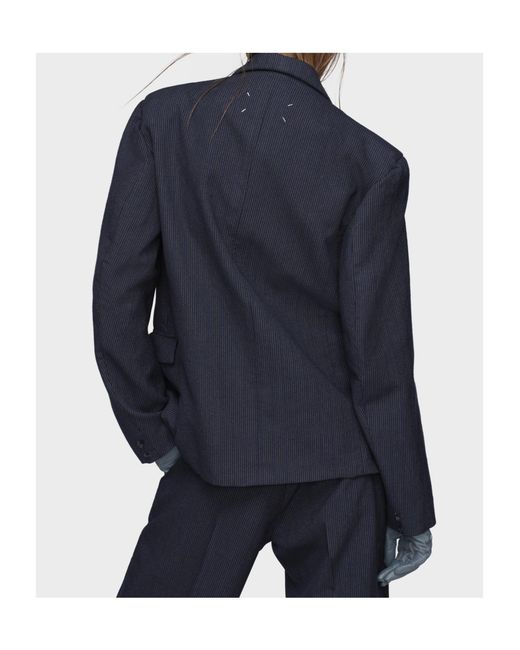Maison Margiela Blue Wool Pinstripe Jacket