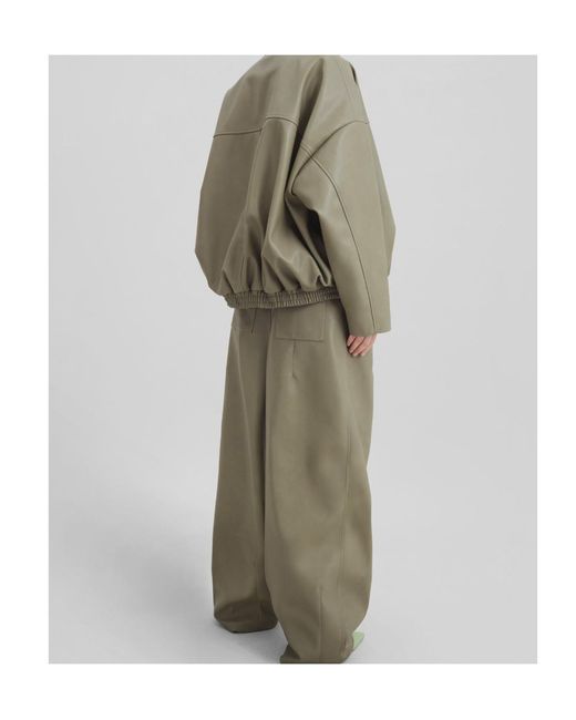 Frankie Shop Green Veren Faux Leather Bomber Jacket