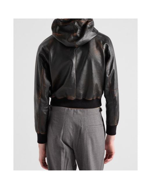 Prada Black Nappa Leather Hoodie for men
