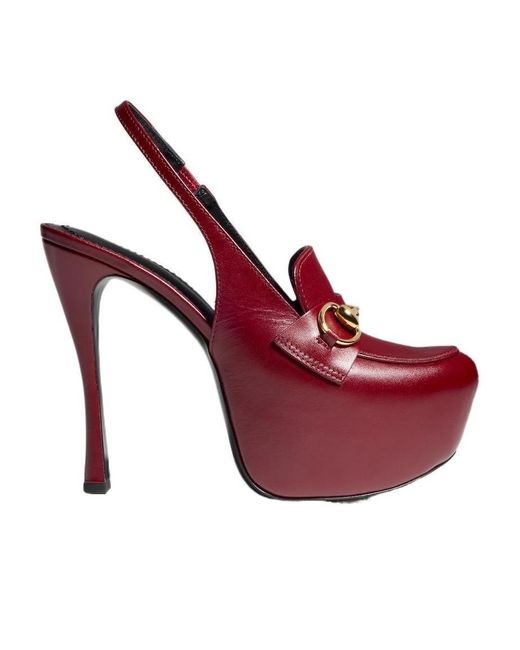 Gucci Red Platform Slingback With Horsebit
