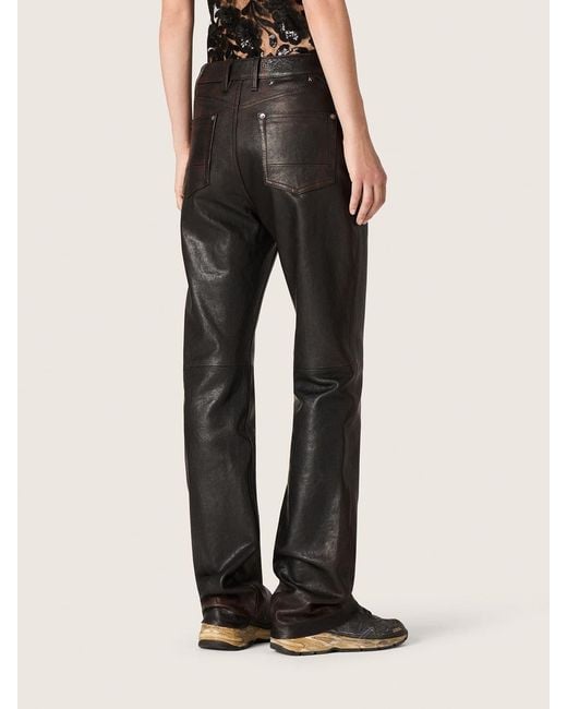 Golden Goose Deluxe Brand Gray Straight-Leg Leather Pants