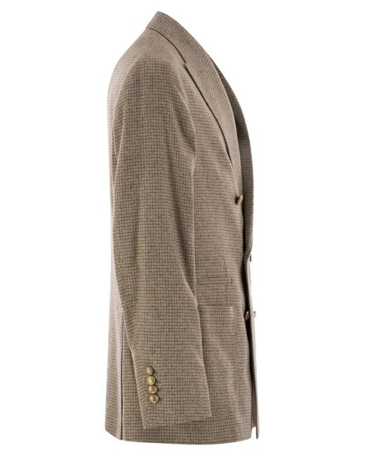 Brunello Cucinelli Brown Double-Breasted Blazer for men