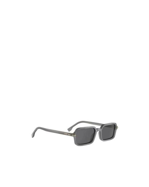Fendi White Eyewear Selleria Rectangle Frame Sunglasses