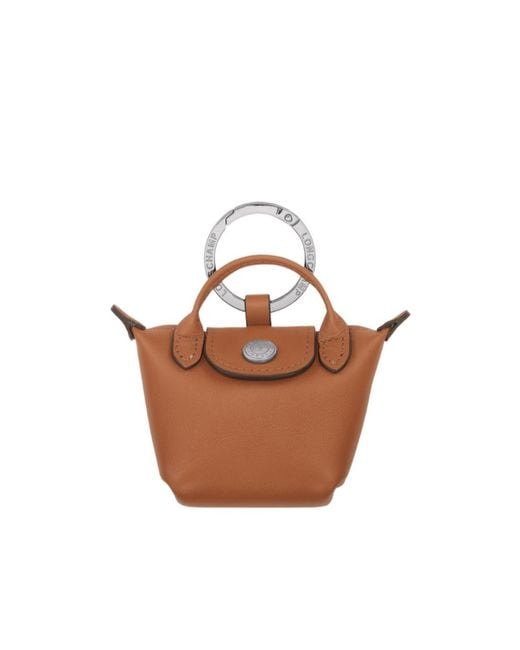Longchamp Brown Le Pliage Xtra Key Ring