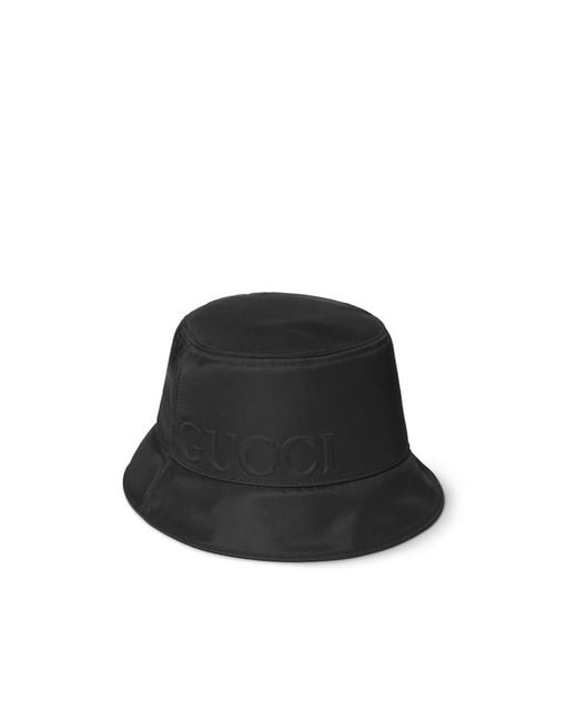 Gucci Black Logo Embroidered Bucket Hat for men