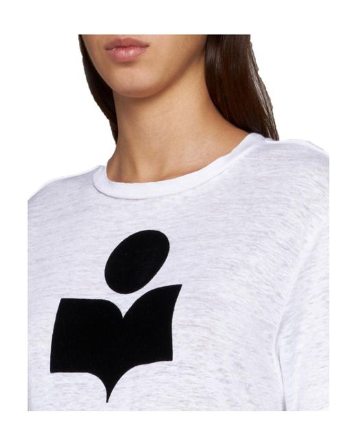 Isabel Marant White Isabel Marant Étoile Logo-Printed Crewneck T-Shirt