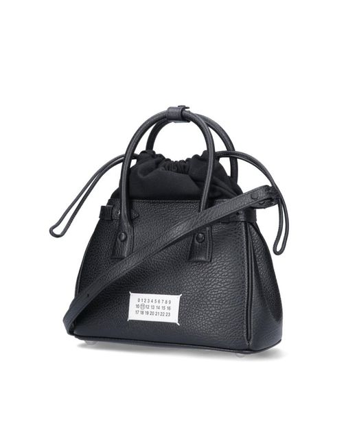 Maison Margiela Black 5Ac Logo Patch Small Drawstring Tote Bag
