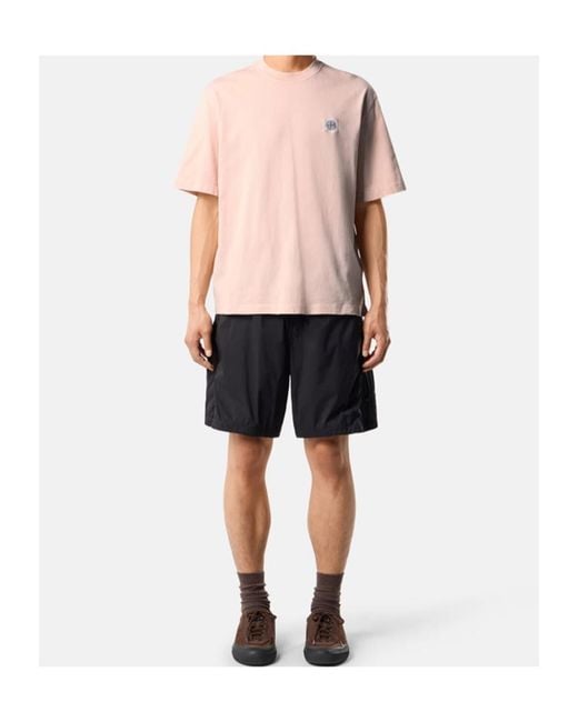 Stone Island Pink Logo-Patch T-Shirt for men