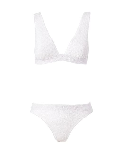 Missoni White Textured Triangle Bikini