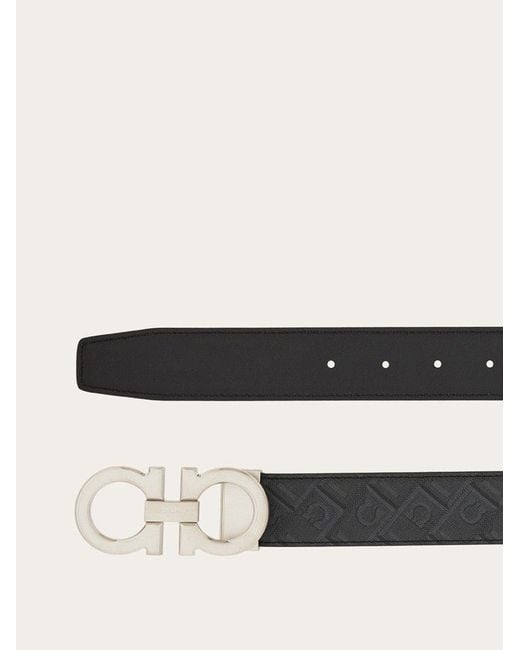 Ferragamo White Reversible And Adjustable Gancini Belt for men