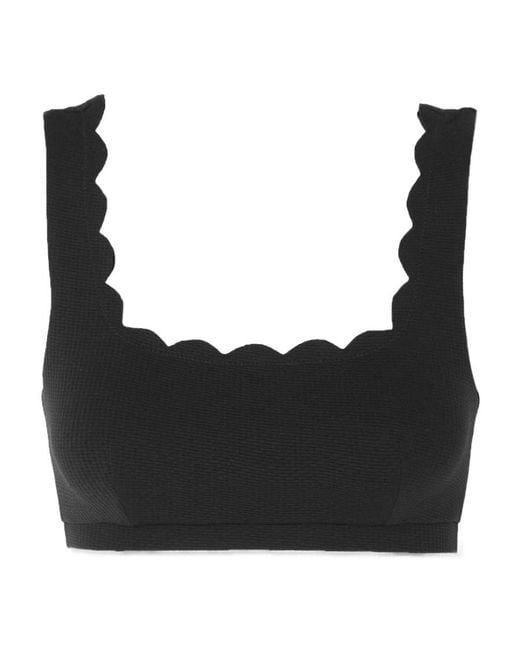 Marysia Swim Black Net Sustain Palm Springs Scalloped Top Bikini