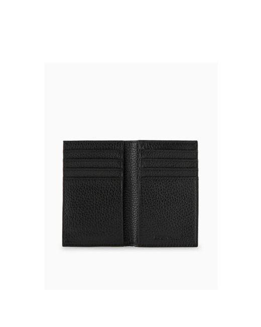Emporio Armani Black Bi-Fold Leather Cardholder for men