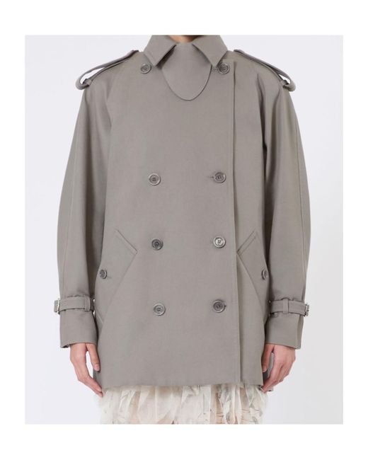 Max Mara Gray Double-Breasted Belted Coat