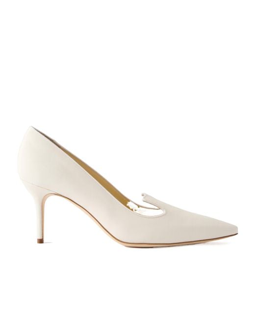 Manolo Blahnik White Crepe De Chine Pumps