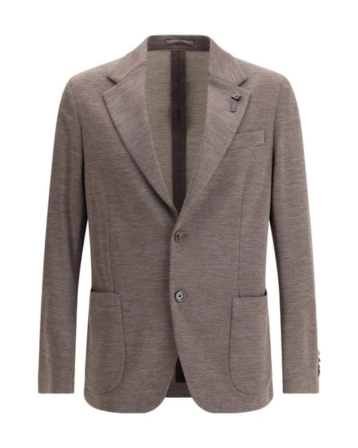 Lardini Brown Easy Wear Regular Fit Jacket for men