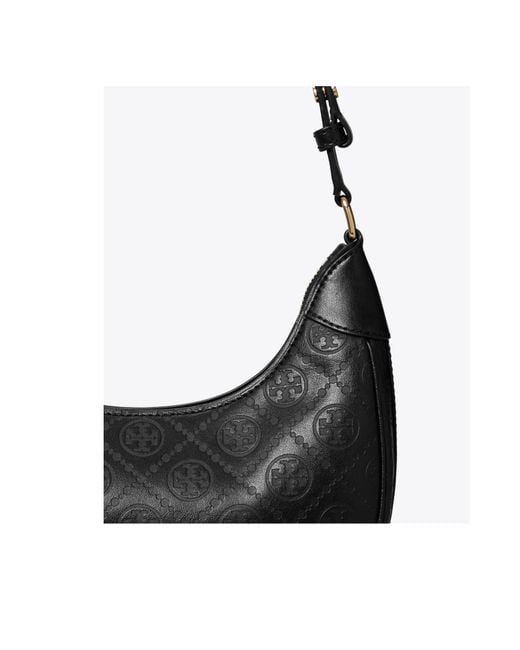 Tory Burch Black T Monogram Crescent Bag