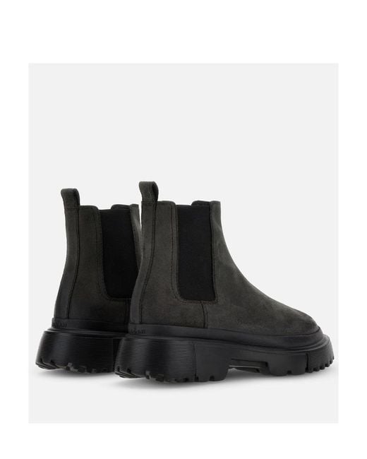 Hogan Black Chelsea Round-Toe Boots for men